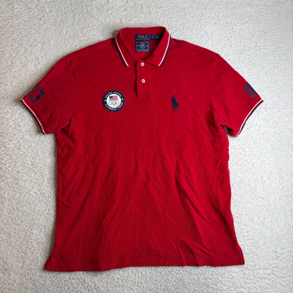 Polo Ralph Lauren Mens Red 2016 USA Olympic Team Big Pony Polo Shirt Large